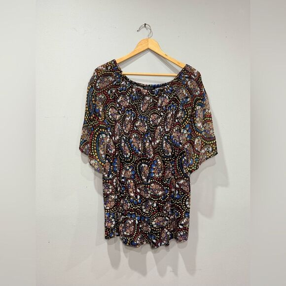 SALE! Multicolor August Silk Paisley Peasant Blouse Size M EUC - Picture 3 of 6
